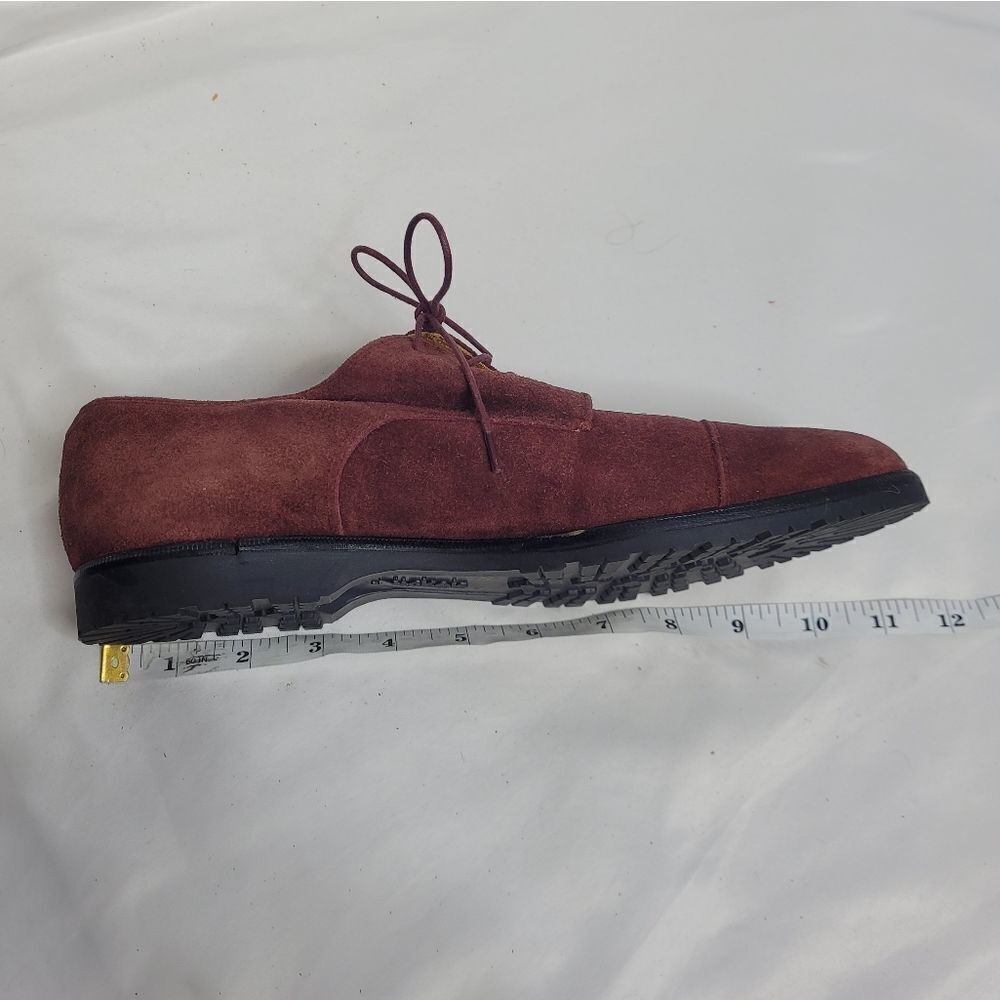 VINTAGE 80s shoes maroon suede lace up made in Italy oxford loafers 10 - Picture 10 of 11